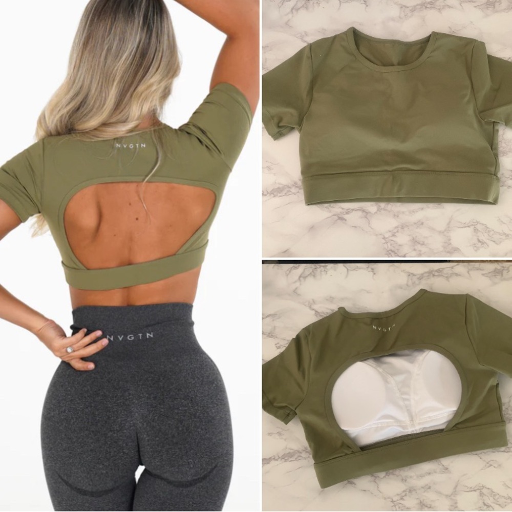 NVGTN Olive Open Back Tee